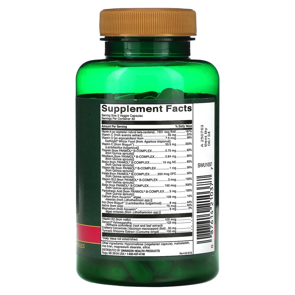 Swanson Real Food Multi, Женский ежедневный, 90 вегетарианских капсул