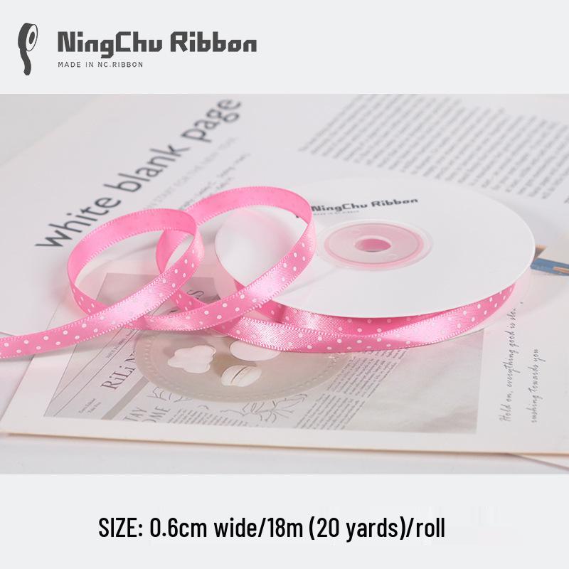 0,6 см атласная лента в горошек для упаковки подарков и DIY-поделок с дизайном цветочного букета
