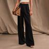 Women Pants High Waist Button Zipper Closure Straight Wide Leg Long Trousers with Pockets Solid Color Commuting Style Pants