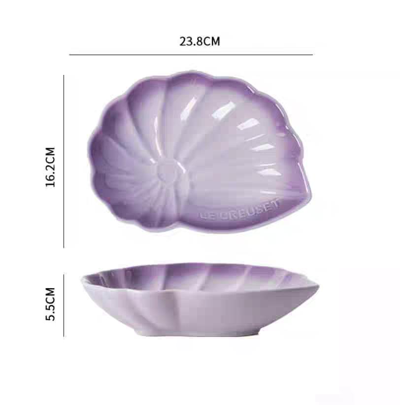 Десертная тарелка-ракушка Глубокая тарелка Милая Подглазурная роспись Однотонная керамическая тарелка Украшение для дома для послеобеденного чая Керамическая посуда Тарелки