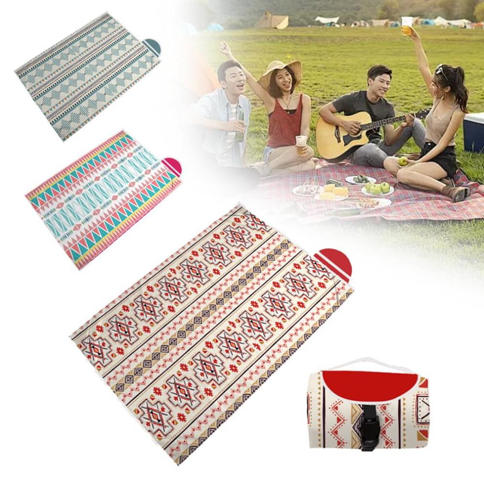 Lightweight Picnic Mat with Waterproof Coating - Stain-Resistant, Reflective Trim, Includes Pockets and Straps, for Outdoor Use