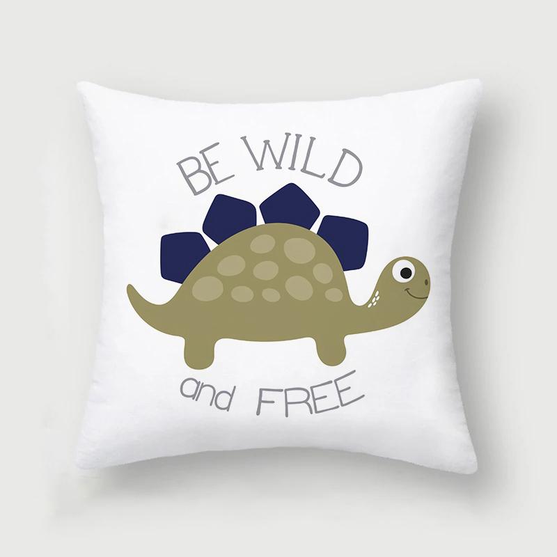 Cute and Interesting Cartoon Dinosaur Throw Pillow Set Sofa Chair Cushion Cover Children's Room Home Decoration Pillowcase 45x45