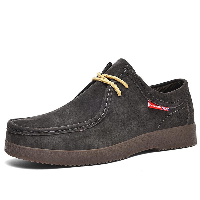 Осенняя мужская повседневная обувь из замши и кожи, рабочие туфли, мужские туфли на плоской подошве со шнуровкой, кроссовки на платформе, британские деловые туфли для вечеринок, размеры 38-45
