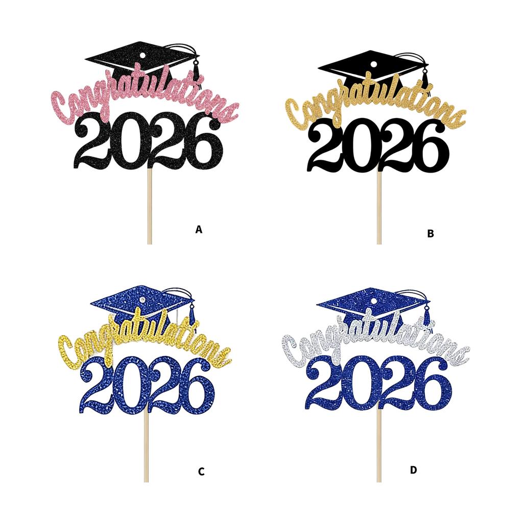 Принадлежности для выпускного 2026 года 4 шт. Топперы для торта Из бумажных материалов Дизайн Бумага Вставки для выпускного торта