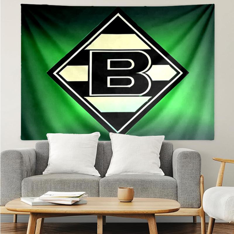 Borussia Monchengladbach logo Tapestry for Bedroom Aesthetic Classroom Tapestries Wall Hanging for Living Room Dorm Office,Ideal Creative Gift
