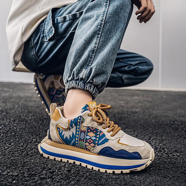Весенне-осенняя мужская обувь, трендовая модная обувь с принтом и вышивкой, спортивная повседневная обувь, удобная толстая подошва