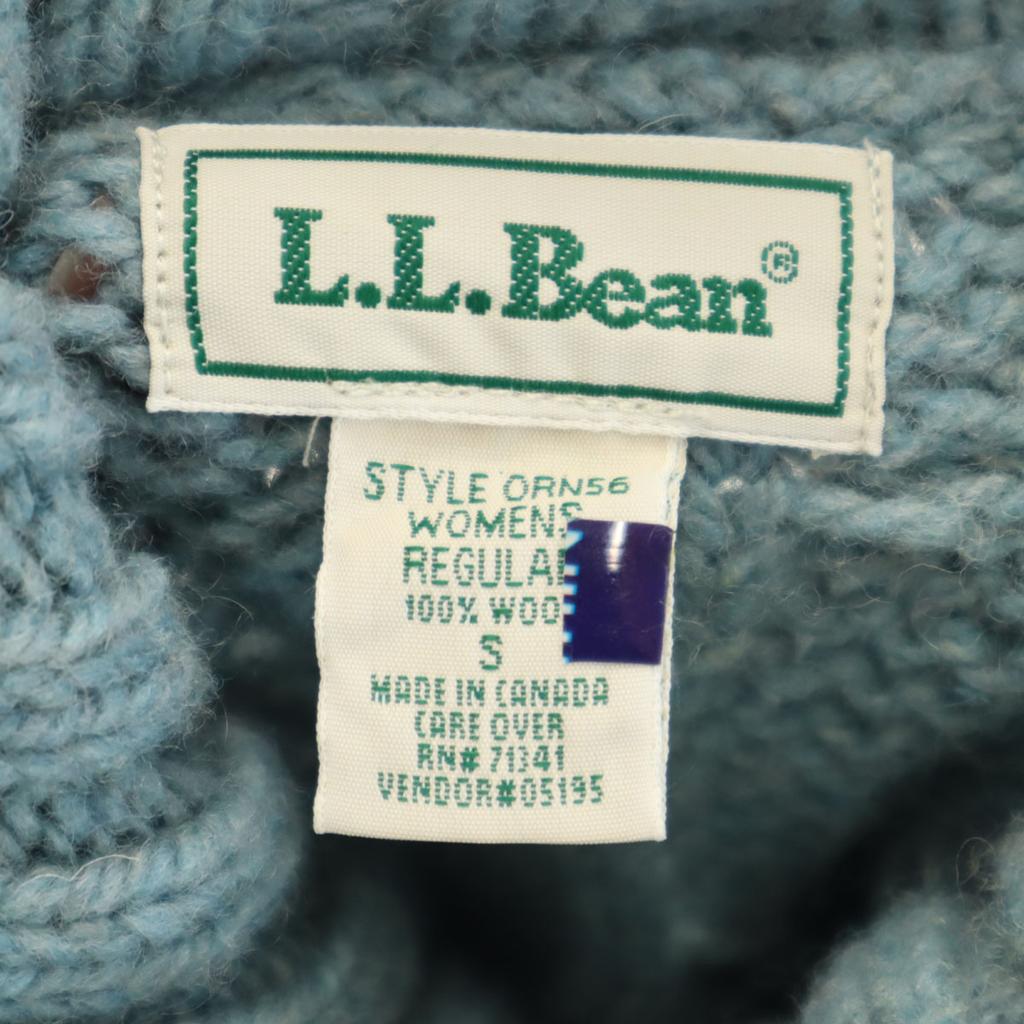 L.L.BEAN 90s Old 3D Long Sleeve Turtleneck Sweater S Blue Knit Outdoor Women Used
