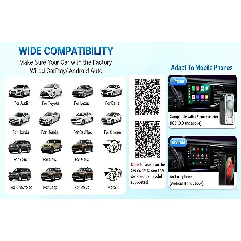Wireless CarPlay Adapter 2026 Upgrade, Plug and Play, No Latency, Converts Factory Wired to Wireless, Compatible with iPhone 6+