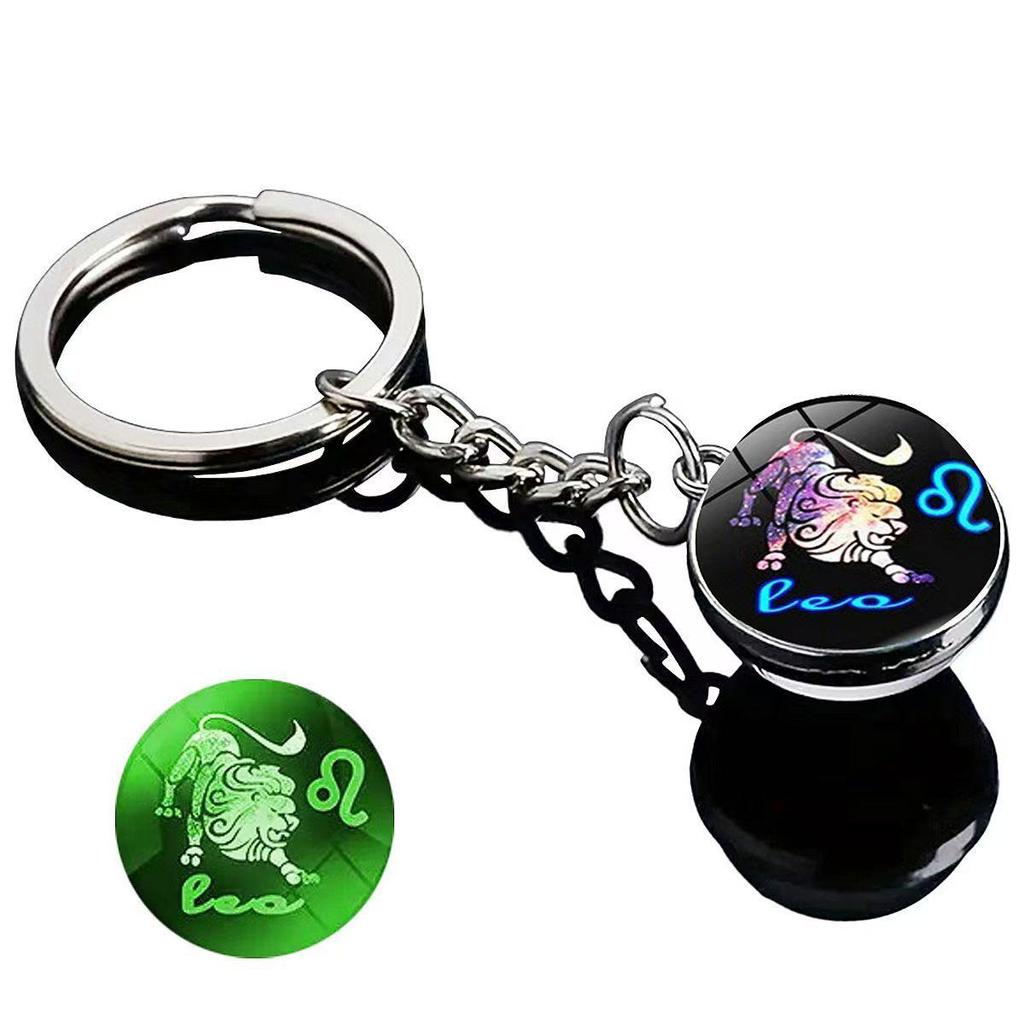 Spherical Luminous Crystal Zodiac Keychain - Virgo & Leo