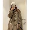 Autumn and Winter Women's Korean Edition Slim Cow Horn Button Coat Student Coat Small Medium Length Coat