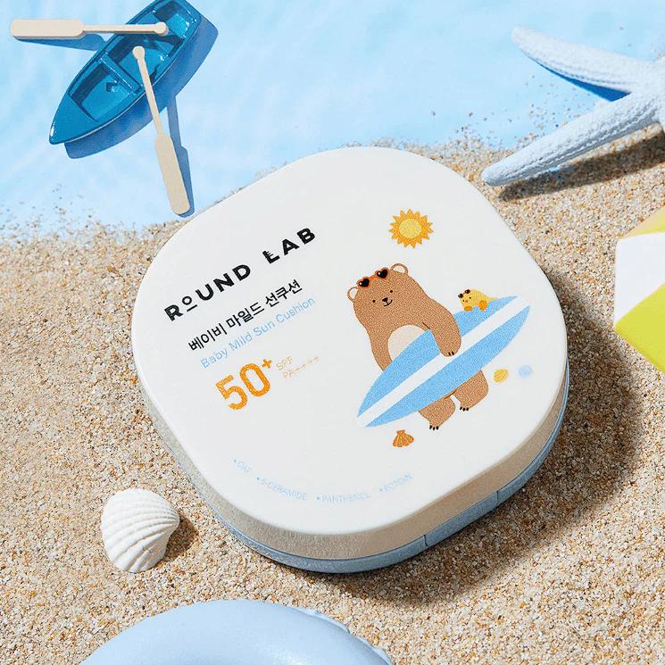 ROUND LAB Детский мягкий солнцезащитный кушон - 16 г (SPF50 + PA ++++)/ Увлажняющий, Корейская косметика, Kbeauty