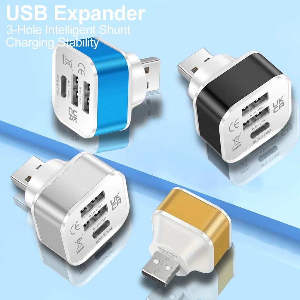 Расширитель USB Type-C на 3 порта 3 в 1 USB 2.0 Сплиттер USB Хаб Адаптер Многоцелевой Разъем Для iPhone 14 Samsung