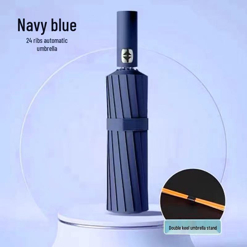 Большой автоматический ветрозащитный зонт: Двойное использование для солнца и дождя, солнцезащитный козырек с черным клеем