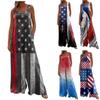 Женский модный комбинезон с принтом на День независимости, длинные брюки, повседневный комбинезон с карманом и нерегулируемым ремнем