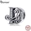 BAMOER Genuine 925 Sterling Silver Letter D Alphabet Beads Fit Charm Bracelets & Necklaces DIY