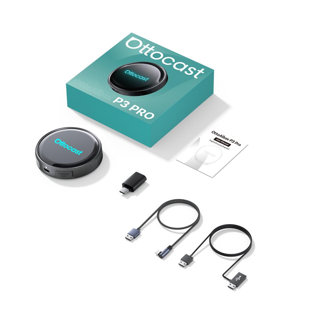 OTTOCAST P3 PRO AI Box Смарт SM6225 Android Box Беспроводной CarPlay Android Auto Голосовой AI Автомобильные Аксессуары для VW Toyota Benz
