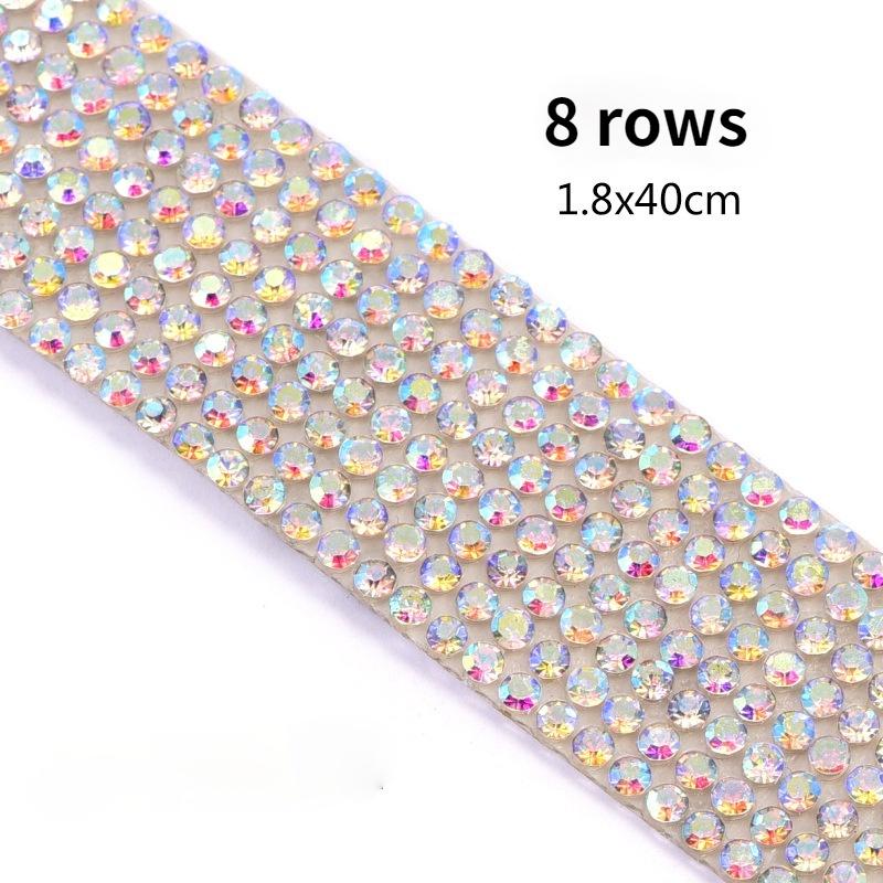 Self Adhesive Crystal Rhinestone Diamond Ribbon DIY Decoration Sticker with 2 Mm Rhinestones for Arts Crafts DIY Car Phone Decoration