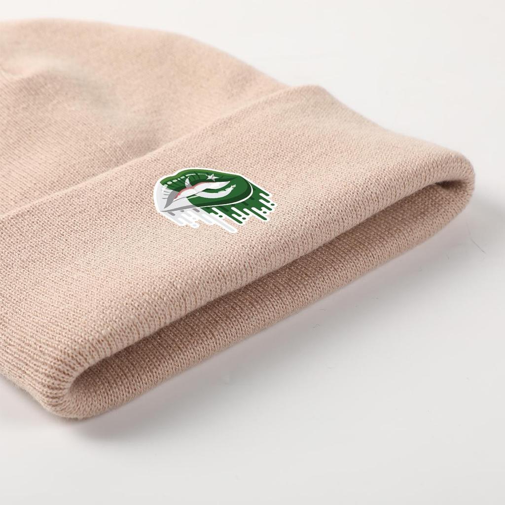 Lip Flag of Pakistan Print Knitted Cap Beanie, Patriotic Skullies Beanies Candy Color Cuff Solid Gorro Knit Hat Beanie