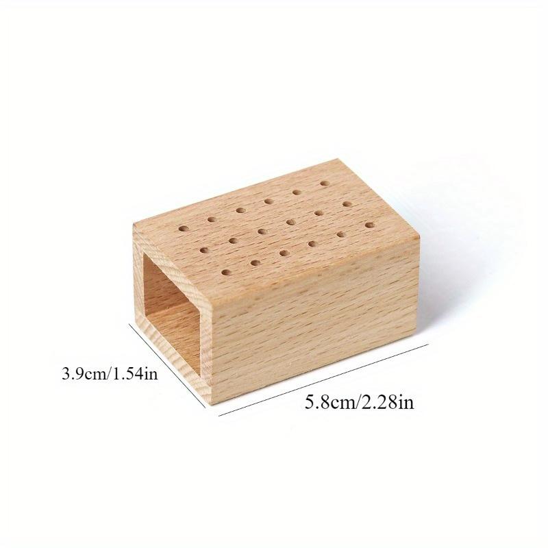 1pc Premium Wooden Nail Drill Bit Holder 18-Hole Organizer for Manicure & Pedicure Tools Durable Wood Storage Box for Nail Art Supplies