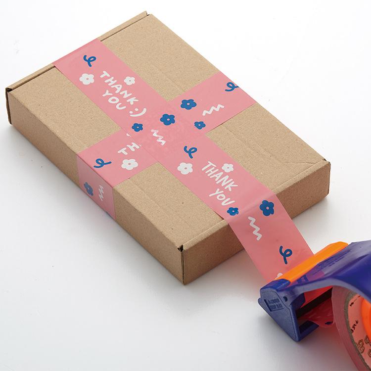 Розовая прозрачная клейкая лента Thank You Express - 4,5 см