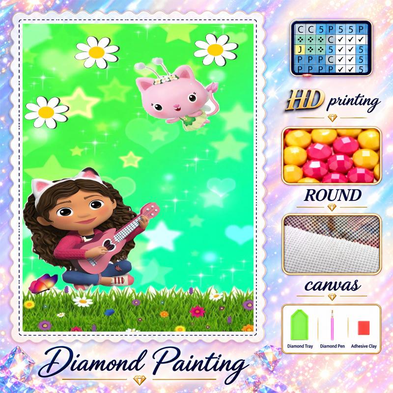 Gabby’s Dollhouse Diamond Painting Kit 5D Full Drill DIY Diamond Mosaic Wall Art Home Decor