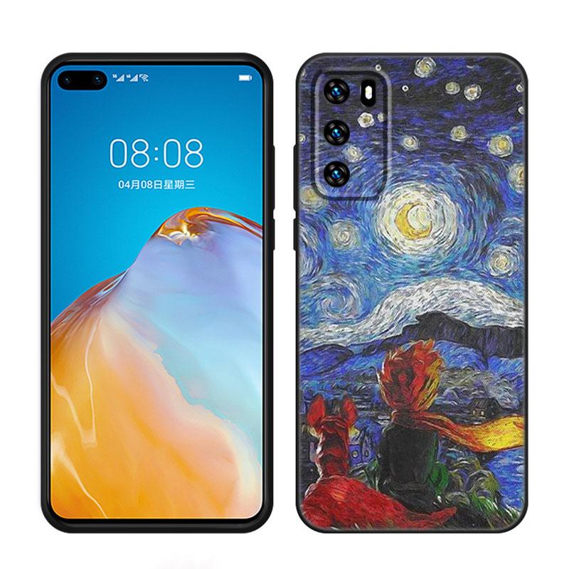 Звездная ночь Ван Гога Черный чехол для телефона для Huawei P10 P20 P30 P40 Lite P50 P60 Art P50E P Smart Z 2018 2020 2021 Pro 2019