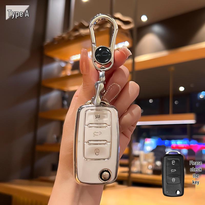 Чехол для ключа Volkswagen для Sagitar, Bora, Tiguan, Tayron, Passat, Jetta, Lavida Plus - Защитный чехол-сумка с пряжкой