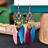 1 Pair Lady Earrings Synthetic Feather Bohemia Creative Tassels Dangle Earrings for Daily Wear