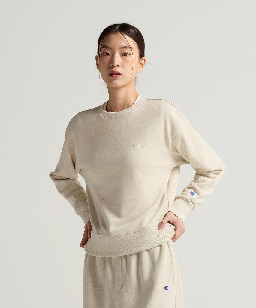 CHAMPION Women'S Small Logo Regular Fit Sweatshirt Oatmeal