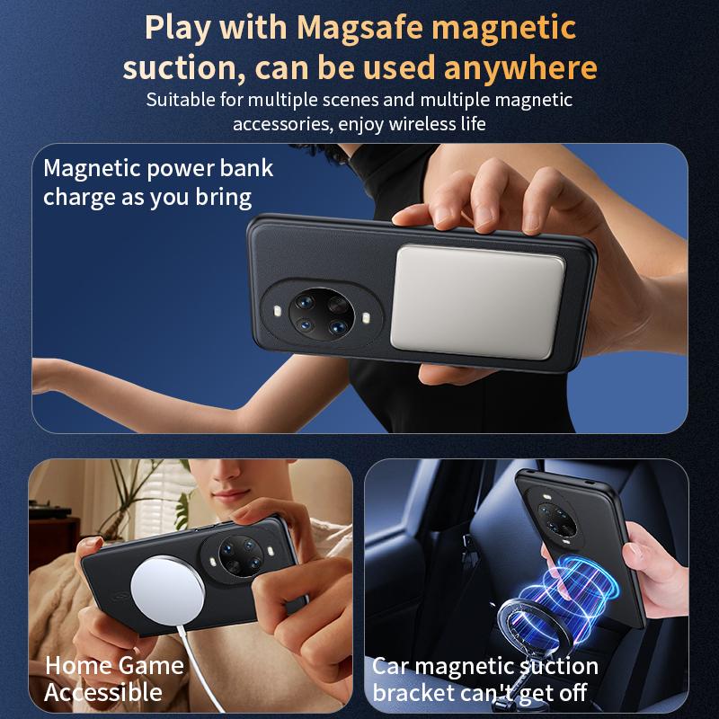 For Huawei Nova 14 Ultra Case Magnetic Leather Shield Cover High Quality Anti-Fingerprint Non-Slip PC+TPU