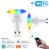 Tuya GU10 WIFI Smart LED Bulbs RGB CW White 400LM Dimmable Lamps Smart Life APP Control Light Bulb Work For Alexa Google