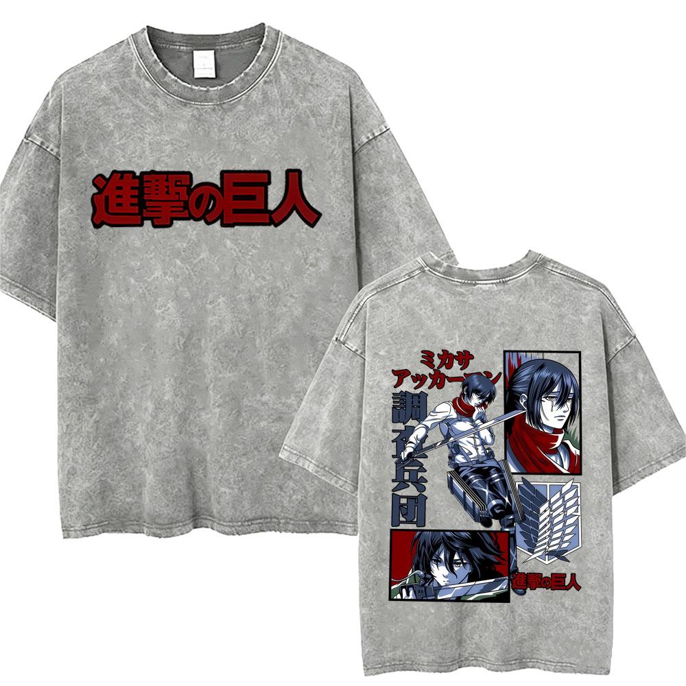 Washed Vintage Anime Attack on Titan Annie Leonhart Merch Tshirt Men Women Clothing Manga Harajuku Oversized T Shirt Streetwear