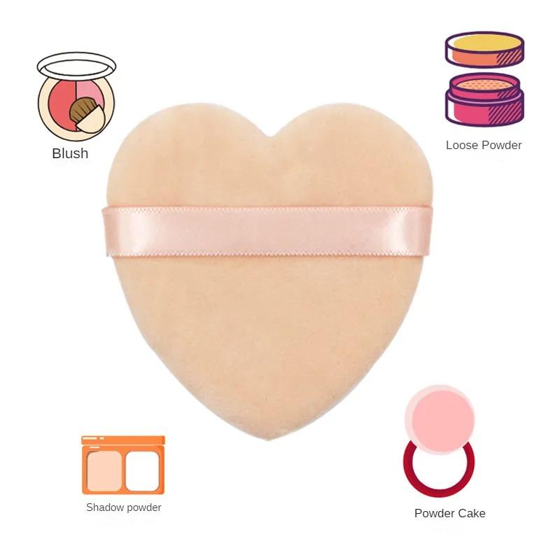 3pcs Soft Velvet Makeup Sponge Heart Shape Powder Puff Face Mini Makeup Foundation Eyesshadow Cosmetic Puffs Makeup Puff Tools