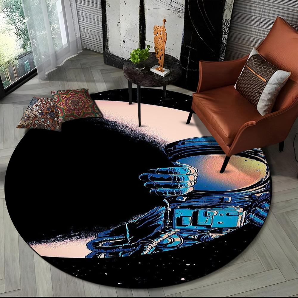 3D Астронавт Космос Мультяшный Круглый Ковер Коврик для Гостиной Спальни Детской Игровой Комнаты Декор Стула, Коврик для Питомцев Нескользящий Напольный Коврик