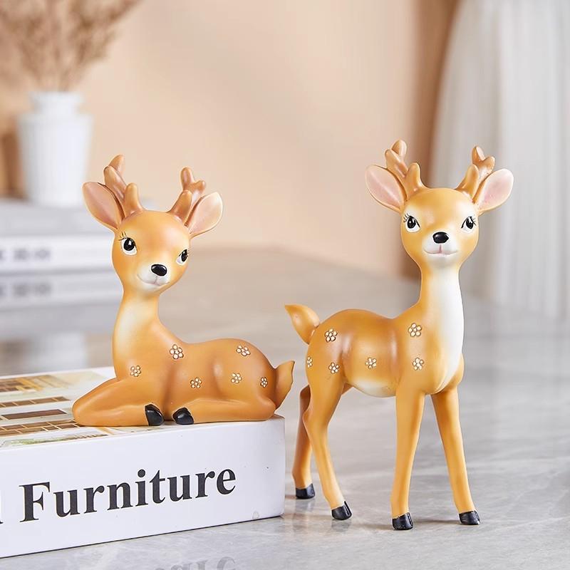 Healing Plum Blossoms on Deer Fine Young Students Room Bedroom Desk Decoration Girl Birthday Gift Idea Resin Craft Durable