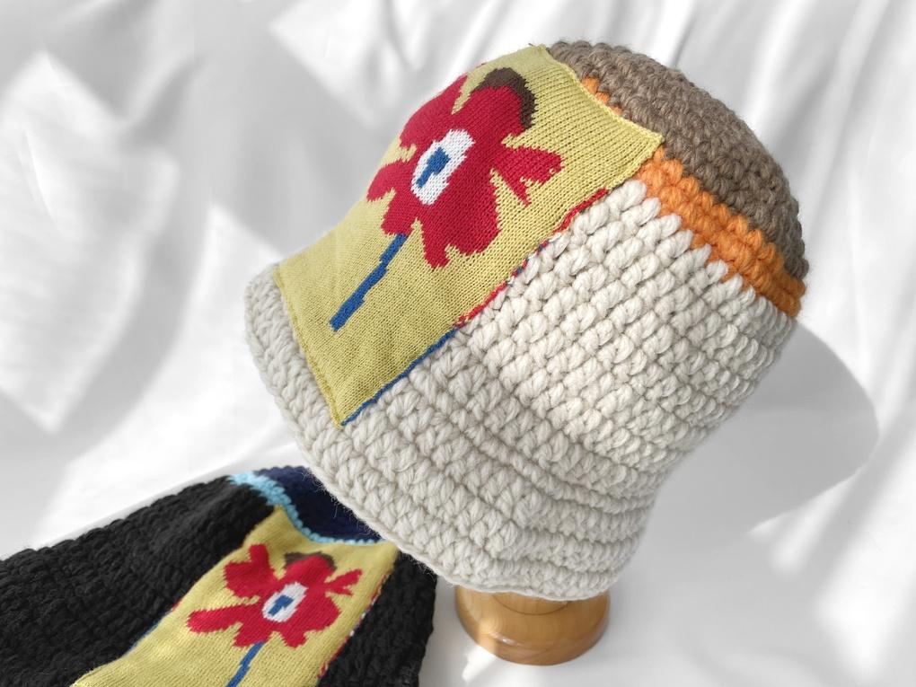 Женская повседневная винтажная панама с цветочной нашивкой