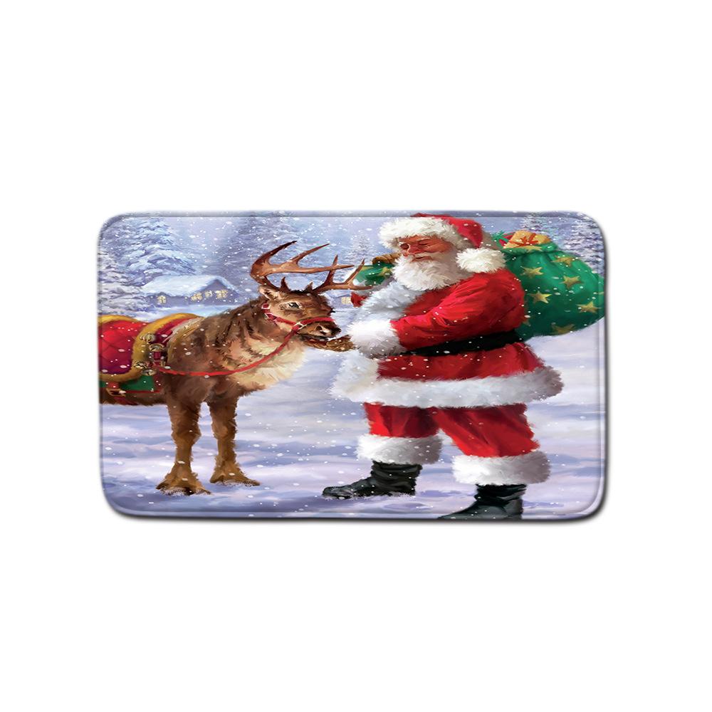 Christmas Shower Curtain Floor Mat Combination Four-Piece Set Bathroom Toilet Carpet Shower Room Mat Foot Mat