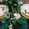 Green Velvet Table Runner Wedding Tablecloth Dinner Party Decoration Table Flag