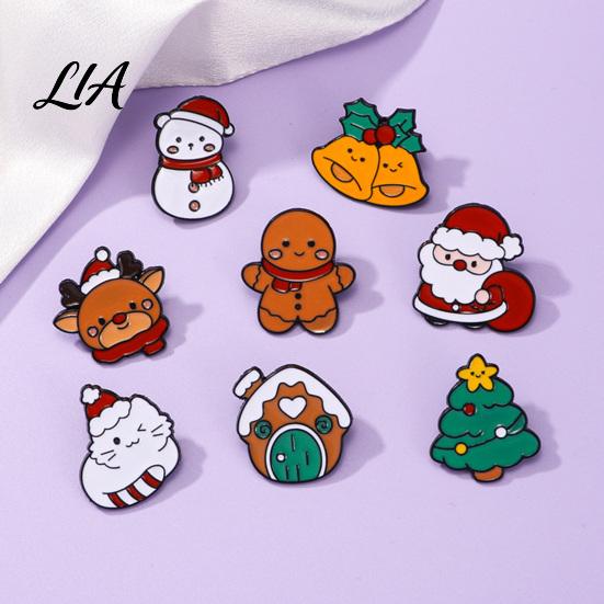 Holiday Enamel Lapel Pins Christmas Cartoon Brooch, Santa Claus Elk Snowman Tree Badge Pin, Xmas Embellishment Pin Bags Scarves Clothes Decorative