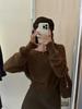 Korean Style One-Shoulder Wool Knit Sweater for Women - Autumn/Winter, Loose Fit, Plus Size, Street Style Base Layer Top