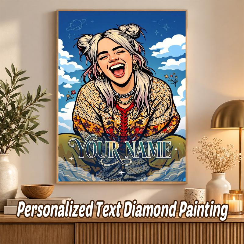 Billie Eilish Custom Name Text 5D Diamond Painting Kit DIY Full Drill Diamond Art Decoration