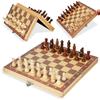 Magnetic Wooden Folding Chess Set with Felted Game Board Interior Folding Chessboard Travel
