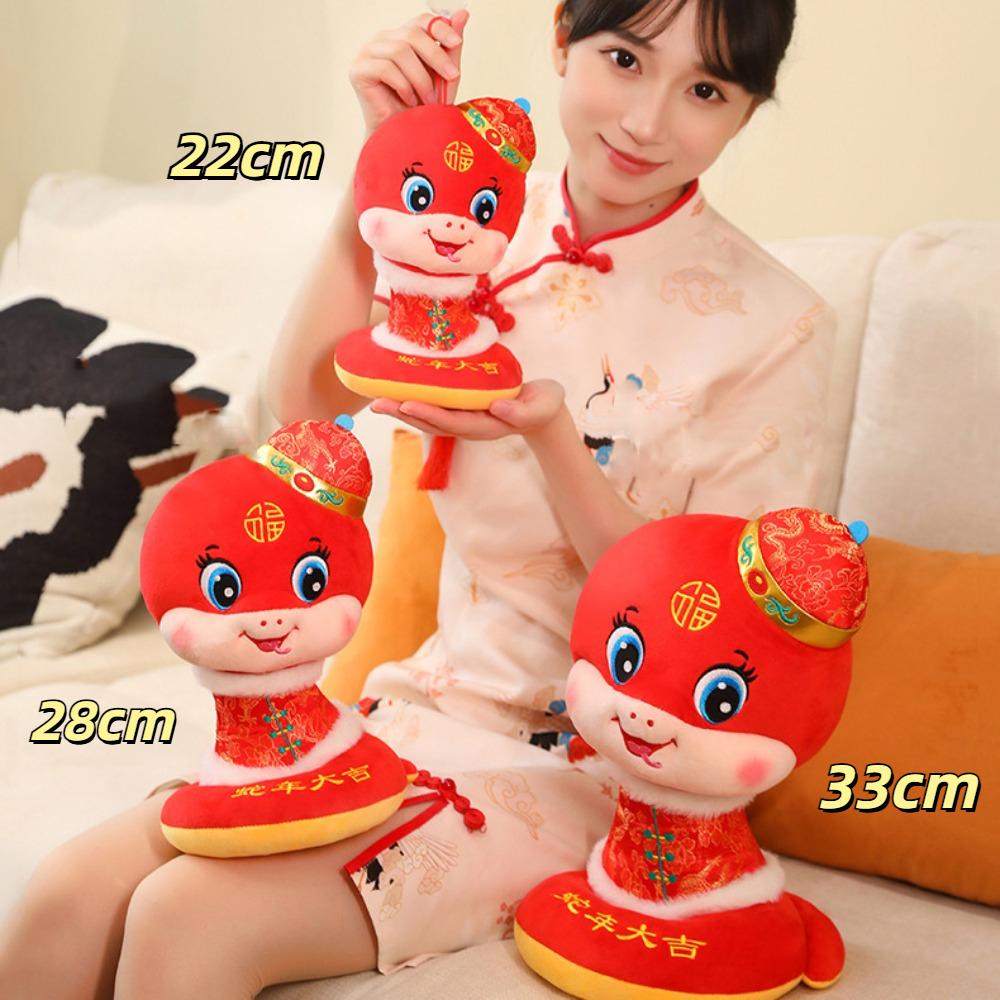 Плюшевая игрушка-талисман года змеи, милая кукла-змея, приносящая удачу, плюшевые игрушки, кукла-змея китайского зодиака, домашний декор