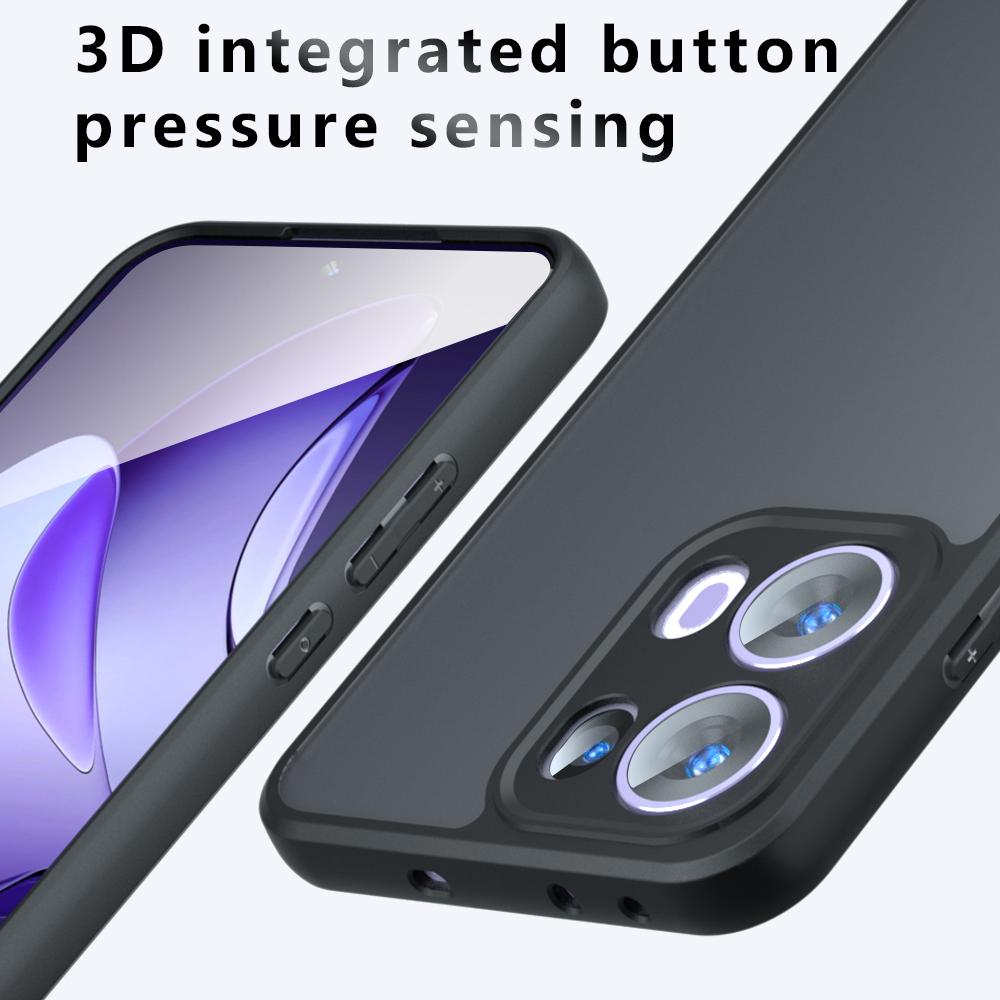 Для OPPO Reno 13, Reno 13 Pro Чехол Противоударный Матовый на ощупь Матовый PC+TPU Защита от отпечатков пальцев Прозрачная крышка для Reno13