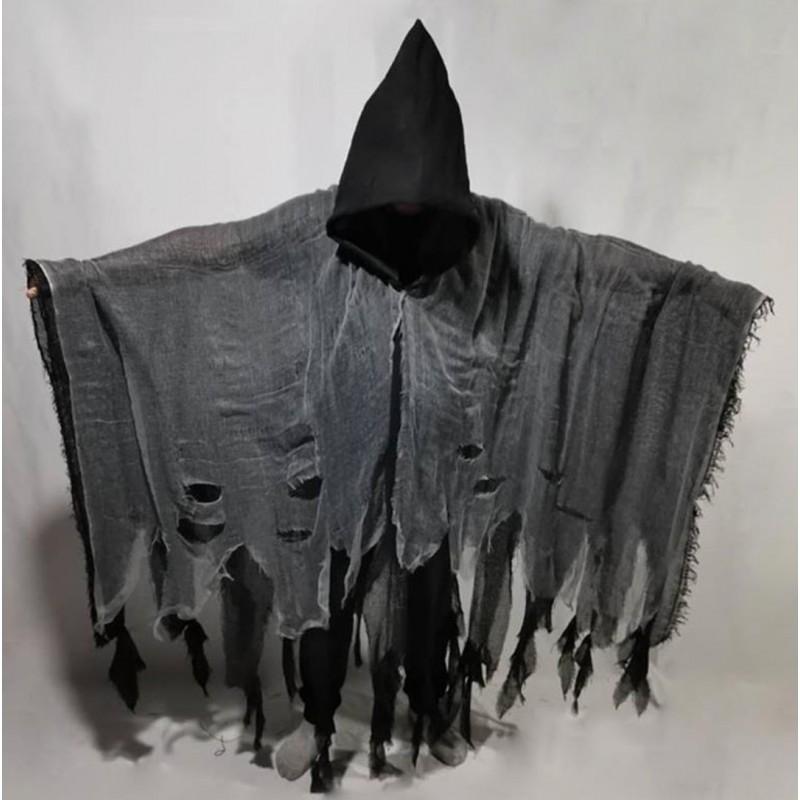Halloween Zombie Skeleton Cape Adult Kids Cosplay Horror Ghost Death Costume