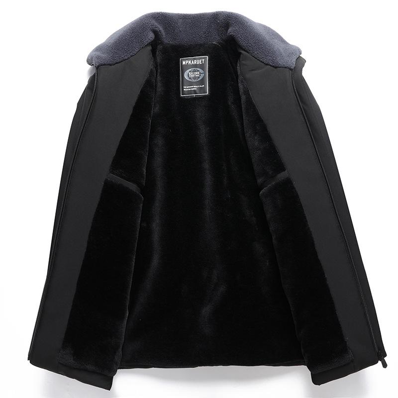 Men's Windproof Bomber Jacket Winter Warm Padded Thick Outwear Flight Coats Fleece Lapel Jackets for Male Plus Size