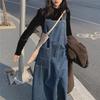 "Japanese Cute Blue Denim Overall Dress for Women - 2021 Spring/Summer Collection"