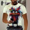 Summer Round Neck 3D Fun Cartoon Patterns Print Top Fashionable Casual Short Sleeved Men's T-shirts