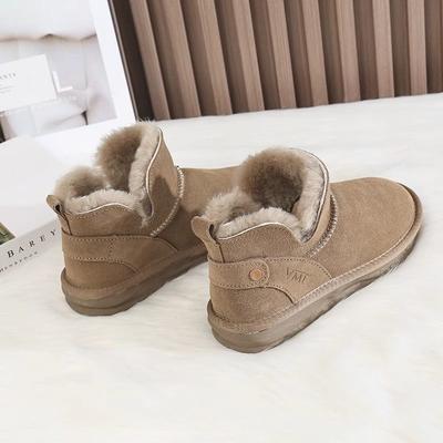 Женские меховые ботинки с широким голенищем, зимние теплые, меховые, ботинки для снега, на подкладке, ботильоны, нескользящие, для пешего туризма, спортивные, хлопковые ботинки