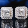 Brilliant Princess Cut White Zircon Stud Earrings for Women Silver Color Wedding Fine Jewelry Gifts